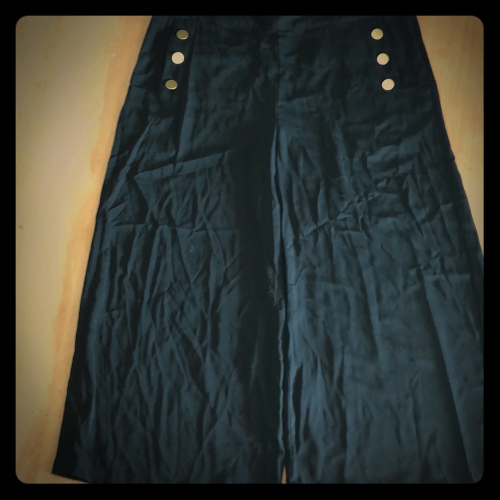 Who what wear black wide pants with gold buttons